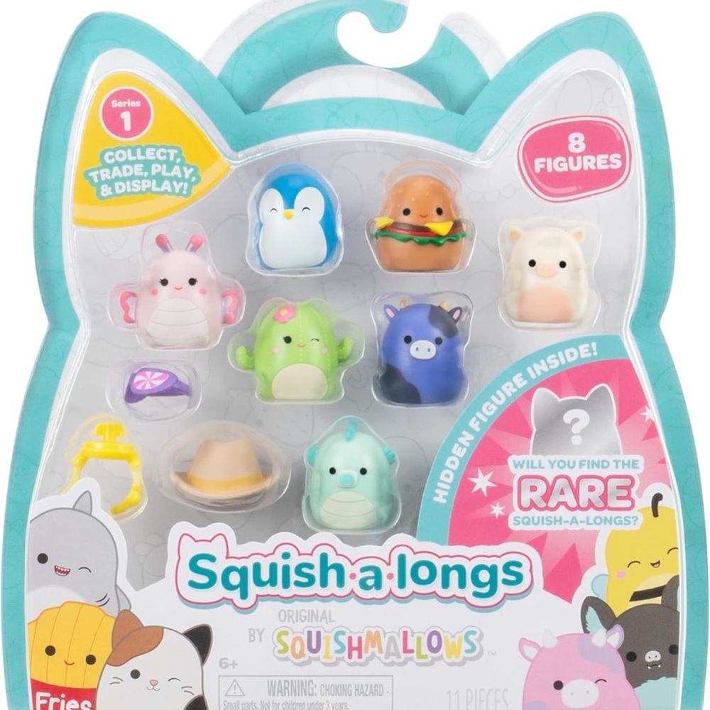 🧸SQUISH-A-LONGS SQUISHMALLOWS 8 PACK SERIES 1 SET& COLLECTIBLES (Style 1) (W1)
